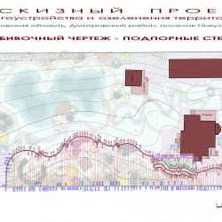 Проект участка с уклоном - разбивочный чертеж по подпорным стенкам